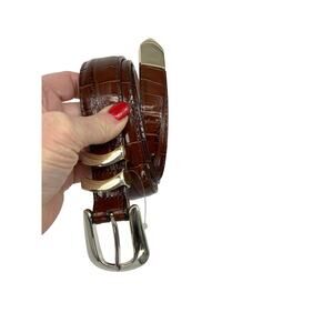 Onyx by Brighton Vintage Brown Italian Calfskin Leather Belt Size 40